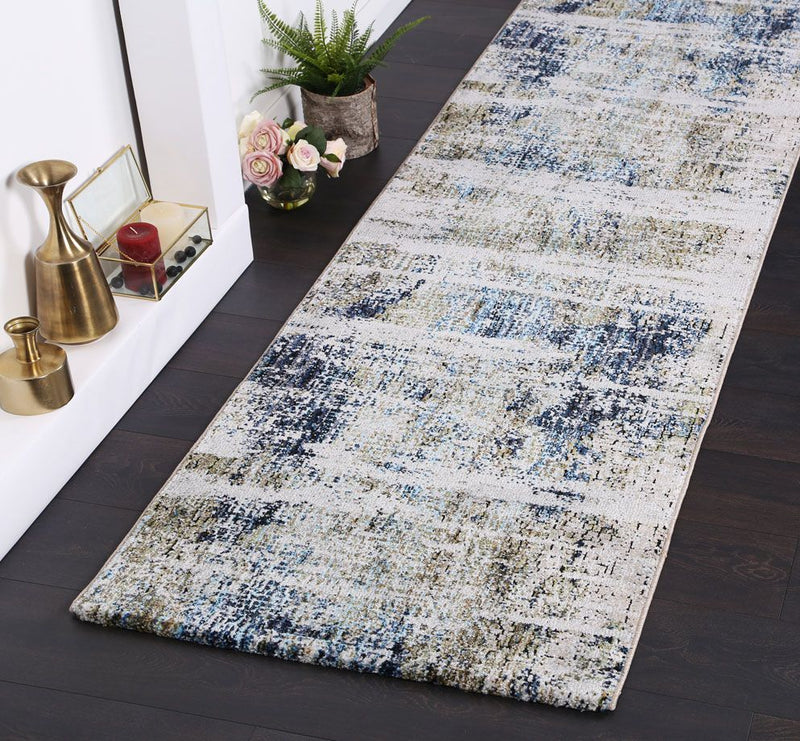 Roman Mosaic Distressed Modern Navy Rug 200x290 cm