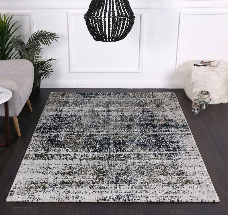 Roman Mosaic Distressed Modern Navy Rug 200x290 cm