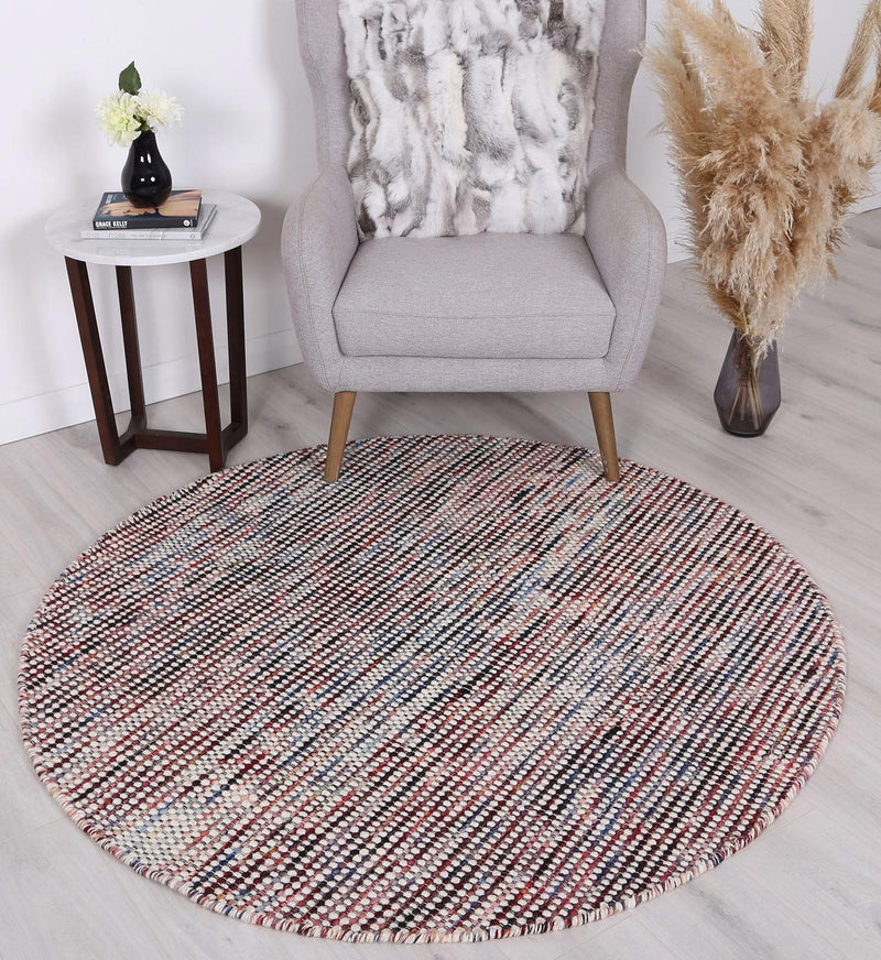 Scandi Multi Reversible Wool Round Rug 150x150 cm Round