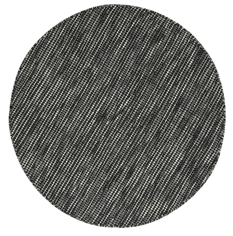 Scandi Black White Reversible Wool Round Rug 200x200 cm Round