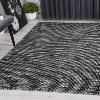 Scandi Black White Reversible Wool Rug 240x330 cm