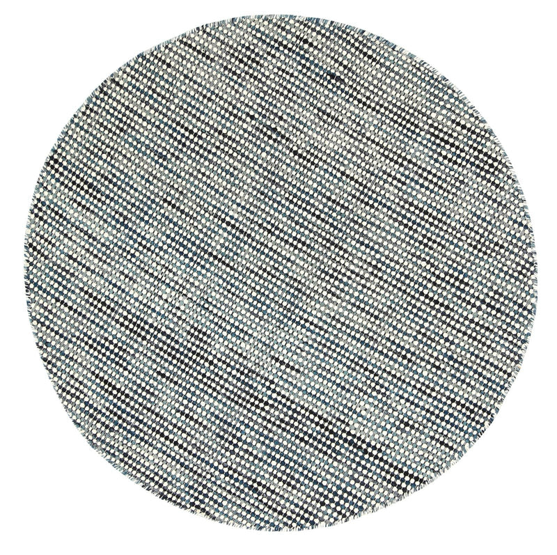 Scandi Teal Blue Reversible Wool Round Rug 240x240 cm Round