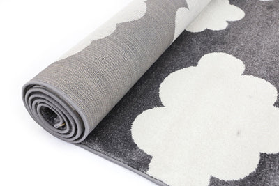 Piccolo  Dark Grey and White Cloud Kids Rug 120x170cm