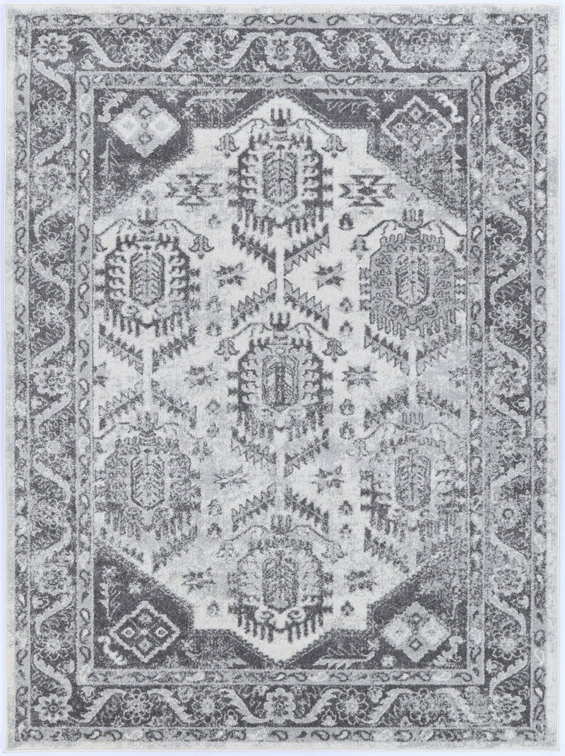 Ligures White Grey Traditional Rug 240X330cm