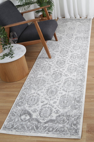 Ligures White Grey Traditional Rug 240X330cm