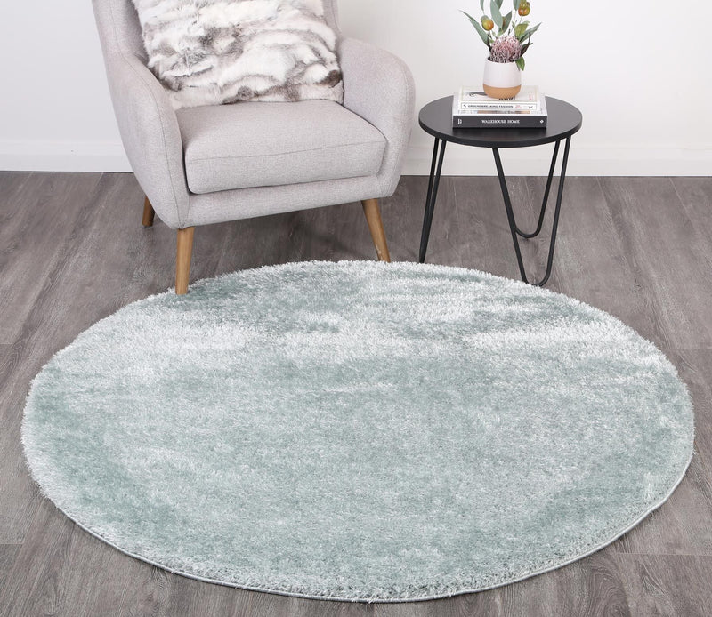 Puffy Soft Shaggy Round Rug Teal Blue 160x160 cm Round