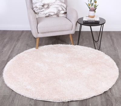 Puffy Soft Shaggy Round Rug Ivory 160x160 cm Round