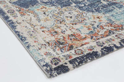 Hollow Medalion Transitional Navy Multi Rug 160x230 cm