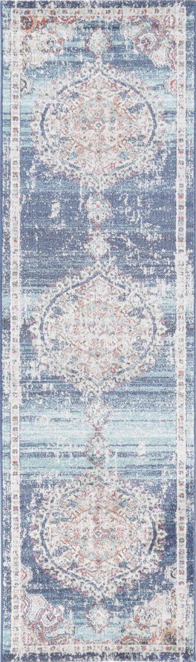 Hollow Medalion Transitional Navy Multi Rug 200x290 cm