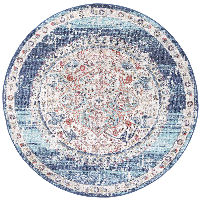 Hollow Medalion Transitional Navy Multi Rug 200x290 cm