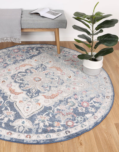 Alexander Transitional Navy Multi Rug 200x200cm