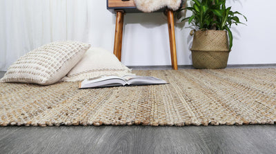 Taj Grey Natural Basket Weave Jute Rug 150x220cm