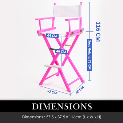 2X Director Movie Folding Tall Chair 76cm PINK HUMOR