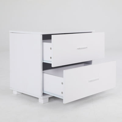 Bedside Table Side Storage Cabinet Nightstand Bedroom 2 Drawer Legs ETTA WHITE