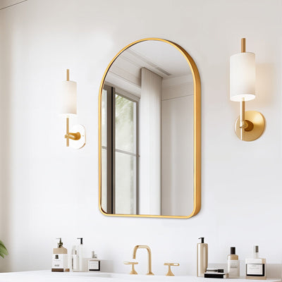 Wall Arch Mirror Arc Aluminum Frame Bathroom 50x80cm GOLD