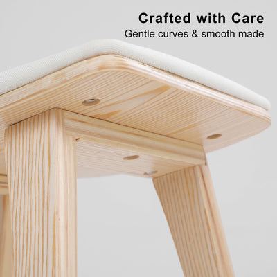 4X Wooden Bar Stool Padded Fabric Dining Chair KANSO 65cm BEIGE