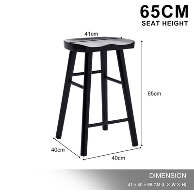 2X Wooden Bar Stool Dining Chair Pine Wood FRIDA 65cm BLACK