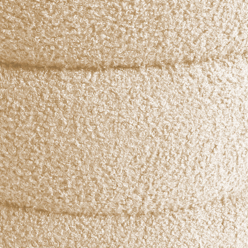 2X Round Stacked Ottoman Stool Teddy Fleece Fabric Foot Rest 38cm BEIGE