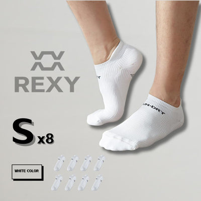 8X Rexy Seamless Sport Sneakers Socks Small Non-Slip Heel Tab WHITE