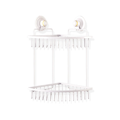 Double Corner Shelf Removable Suction WHITE