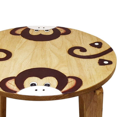 Hand Carved Children's Table Wooden MONKEY Theme