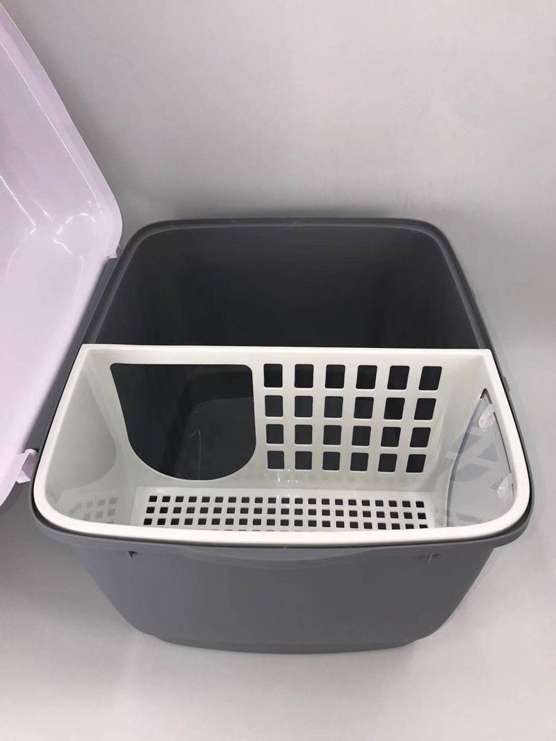 YES4PETS XL Portable Hooded Cat Toilet Litter Box Tray House with Handle and Scoop Grey