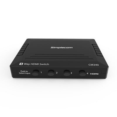 Simplecom CM340 Mechanical 4 Way Manual Push Button HDMI Switch Box 4 Port 4K UHD HDCP