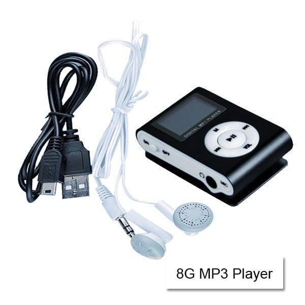 Mini Clip 16G MP3 Music Player With USB Cable & Earphone Silver