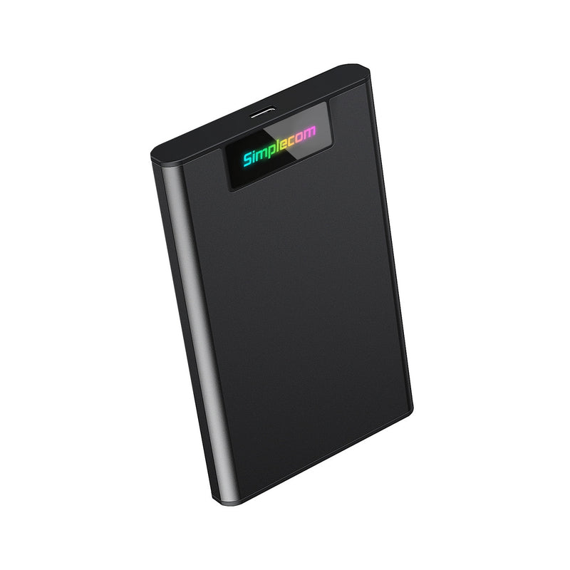 Simplecom SE239 Tool-free 2.5" SATA HDD SSD to USB-C Enclosure with RGB Lights USB 3.2 Gen 2