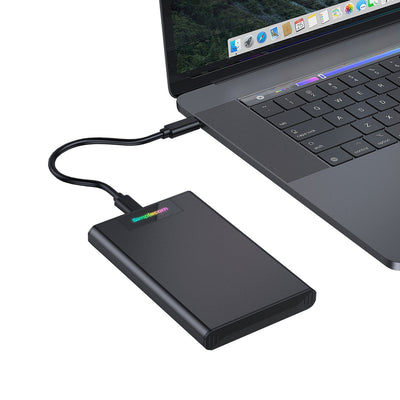 Simplecom SE239 Tool-free 2.5" SATA HDD SSD to USB-C Enclosure with RGB Lights USB 3.2 Gen 2