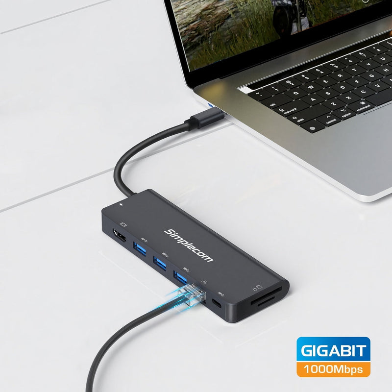 Simplecom CHT590 USB-C SuperSpeed 9-in-1 Multiport Docking Station HDMI 2.0