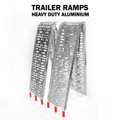 SINGLE Aluminium Folding Ramp with Support Strap, Load ATV Cycles, Motorcycles 680KG