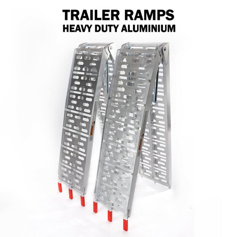 SINGLE Aluminium Folding Ramp with Support Strap, Load ATV Cycles, Motorcycles 680KG