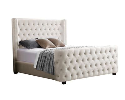 Milan Cream Velvet Tufted  Headboard and End board Bed Frame - Queen Size