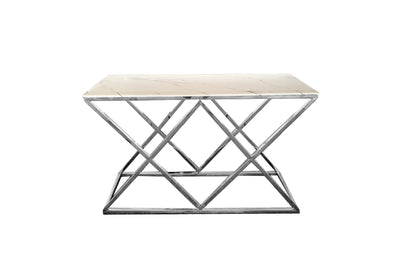 Alsea Console Table Silver Base - White Marble