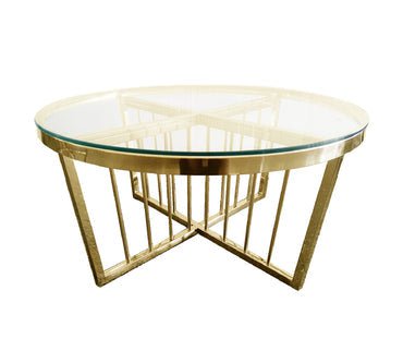 Salina Coffee Table 90cm Gold Base - Clear Glass