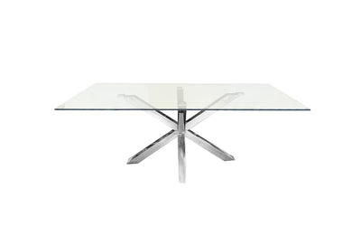 Miles Silver With Clear Glass Dining Table - 90cm x 180cm