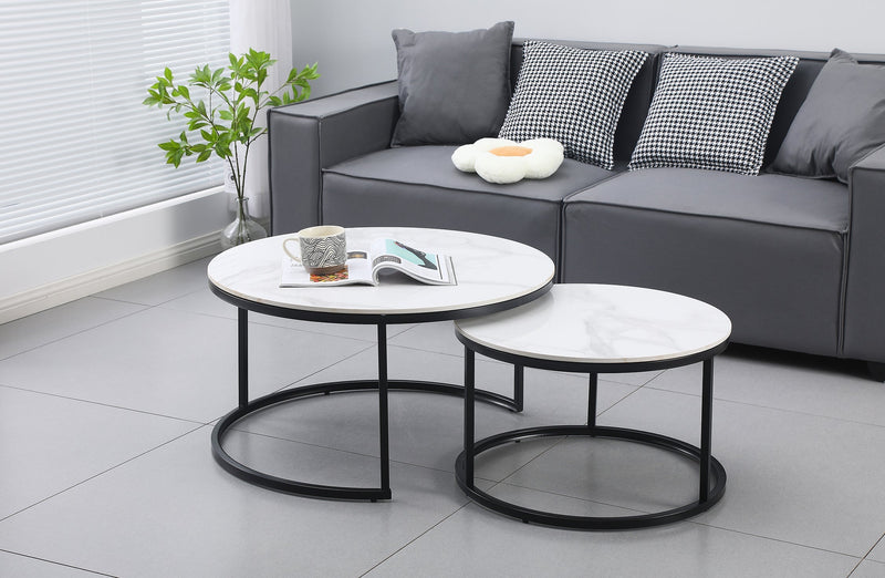 Nesting Style Coffee Table - White on Black - 80cm/60cm