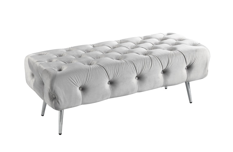 Shirley Ottoman Light Grey Velvet