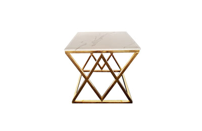 Alsea Side Table Gold Base - White Marble