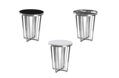 Salina Side Table 45cm Silver Base - Clear Glass