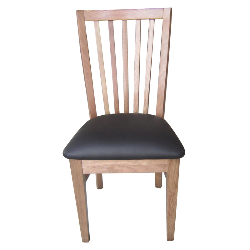 Fairmont 2pc Set Dining Chair PU Leather Seat Slat Back Solid Oak Timber Wood