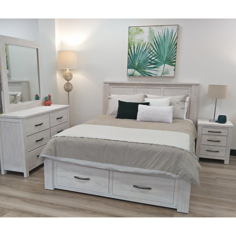 Foxglove Tallboy 5 Chest of Drawers Solid Ash Wood Bed Storage Cabinet - White