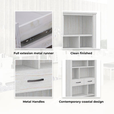 Foxglove Bookshelf Bookcase 5 Tier 2 Drawers Solid Mt Ash Timber Wood - White