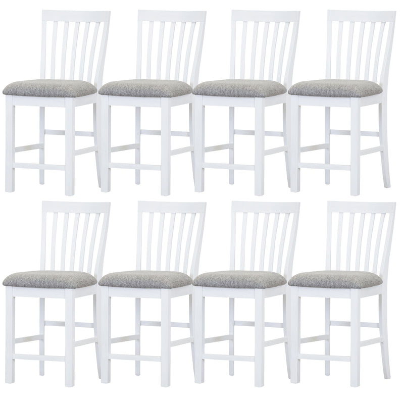 Laelia Tall Bar Chair Stool Set of 8 Solid Acacia Wood Coastal Furniture - White