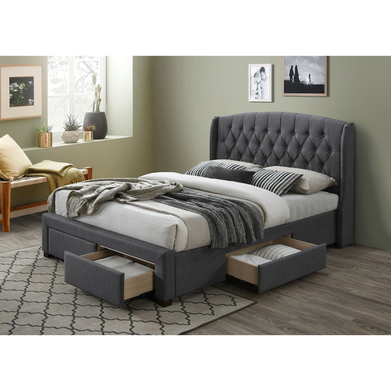 Honeydew Double Size Bed Frame Timber Mattress Base With Storage Drawers - Grey