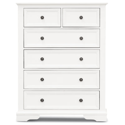 Celosia Tallboy 6 Chest of Drawers Solid Acacia Wood Bed Storage Cabinet - White