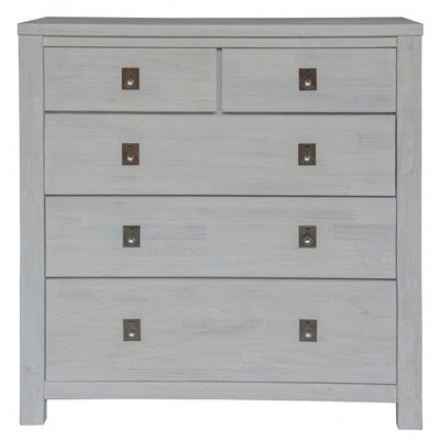 Myer Tallboy 5 Chest of Drawers Storage Cabinet White Wash