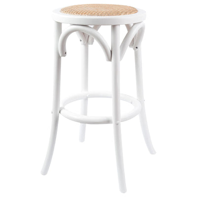 Aster Round Bar Stools Dining Stool Chair Solid Birch Timber Rattan Seat White