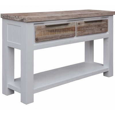 Plumeria Console Hallway Entry Table 130cm Solid Acacia Timber Wood -White Brush